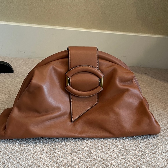 NWOT! Banana Republic Stella Cloud Clutch Tan Leather Large - Picture 4 of 9